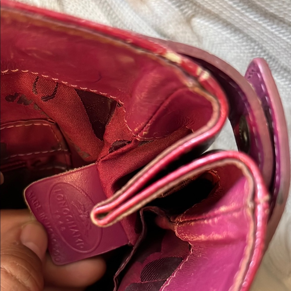 Longchamp Red Glossy Leather Shoulder Bag - Picture 15 of 17